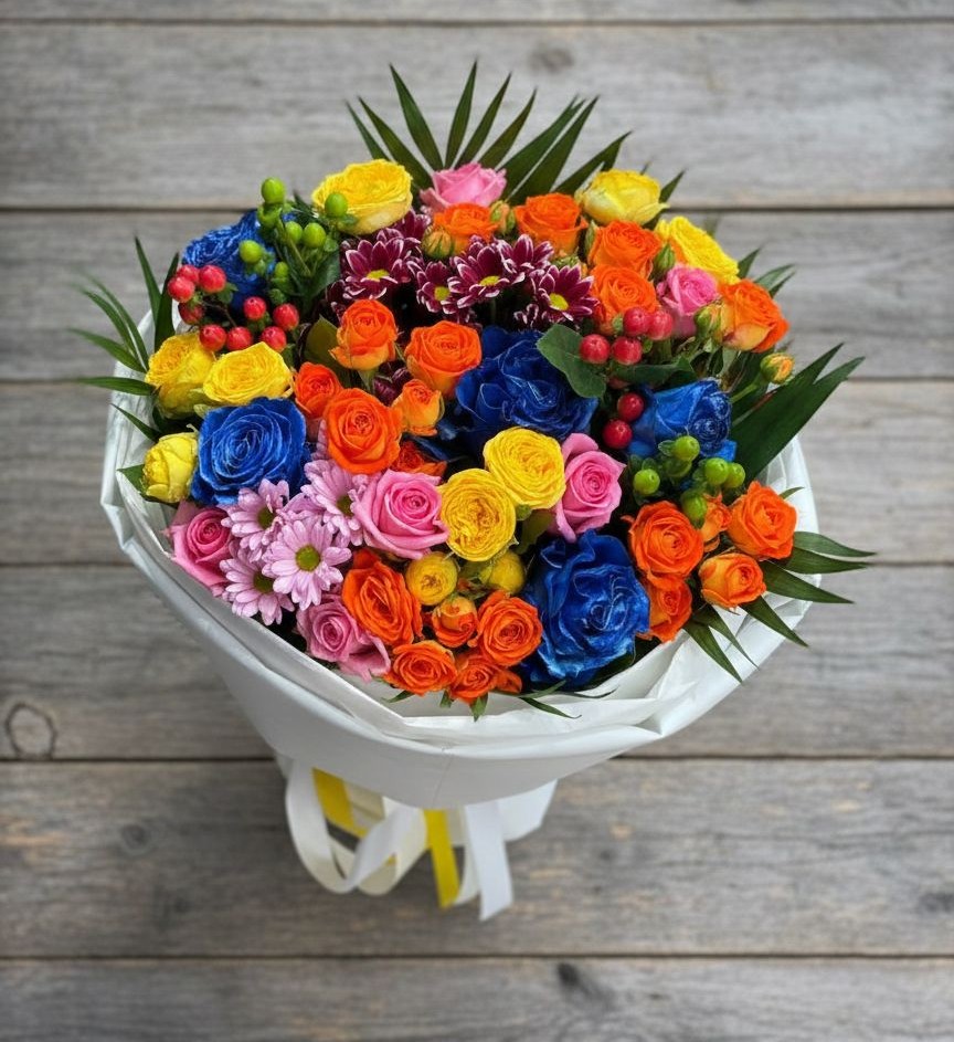 Букет цветов из: Розы и Хризантемы в Сосновское