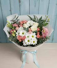 Букет цветов из:  Розы, Лизиантусы и Хризантемы #REPLACE_PRED# Сосновское