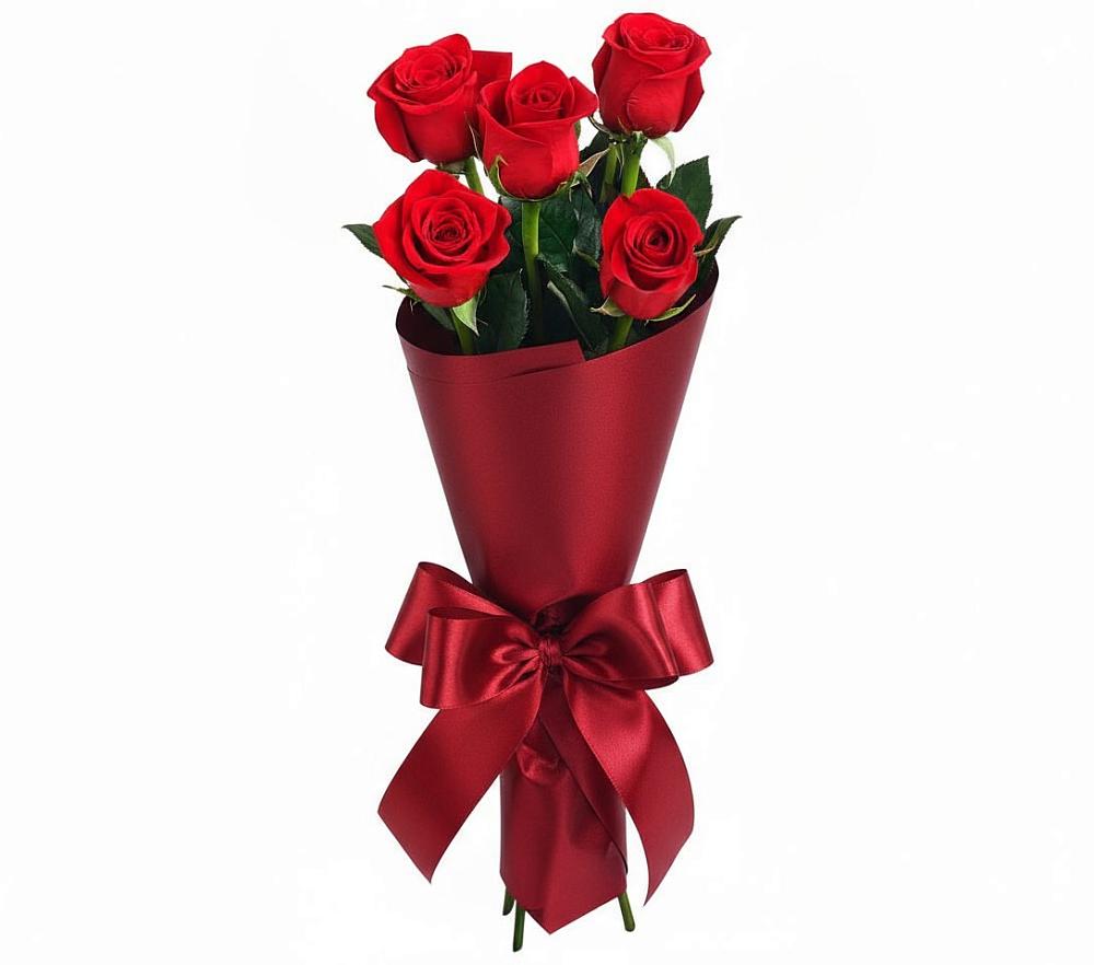 Букет 5 Красных роз Эдлесс Лав в Сосновское