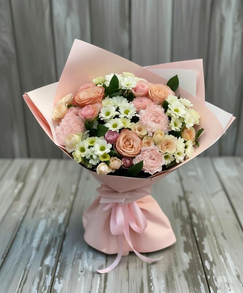 Букет цветов из: Гвоздики, Розы и Хризантемы в Сосновское