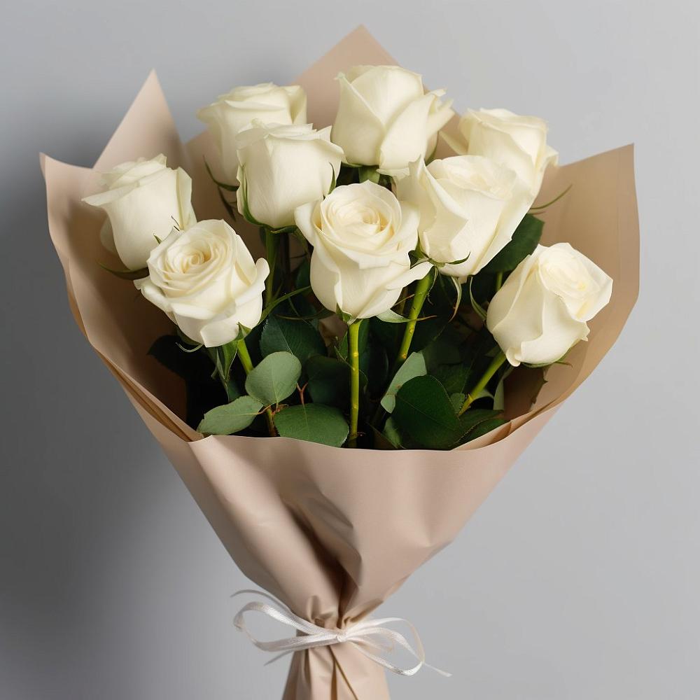 Букет 9 Белых роз Эдлесс Лав в Сосновское