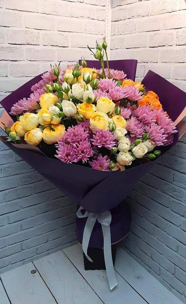 Букет цветов из: Хризантемы и Розы в Сосновское