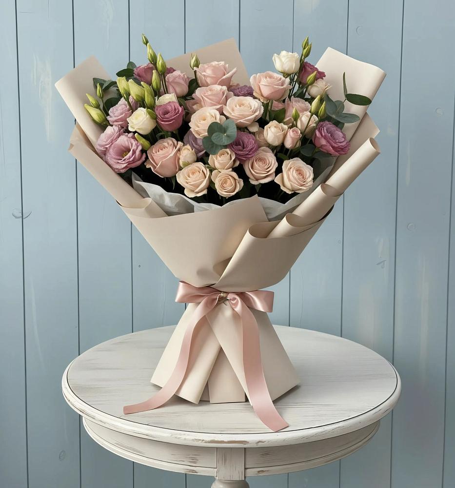 Букет цветов из: Розы и Лизиантусы в Сосновское