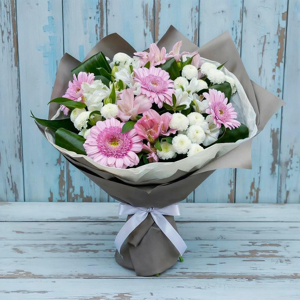 Букет цветов из: Герберы, Альстромерии и Хризантемы в Сосновское