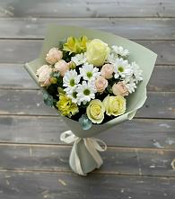 Букет цветов из:  Альстромерии, Розы и Хризантемы в Сосновское